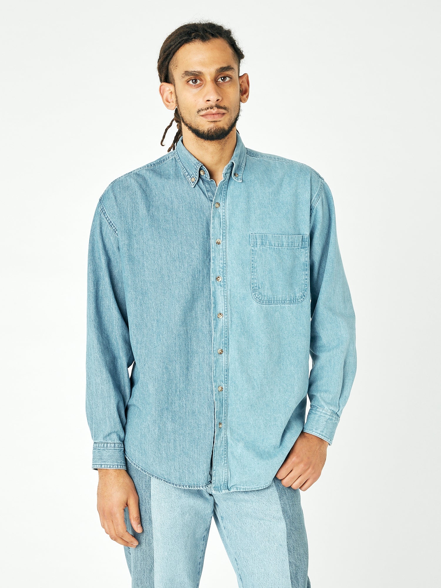 Men's Classic Denim Shirt Mid Blue E.L.V. Denim