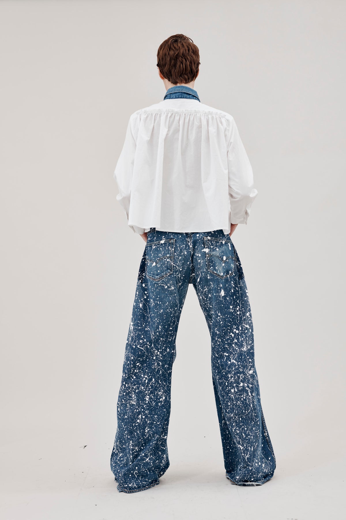Dalston Wide Leg Painted Jeans Dark Blue