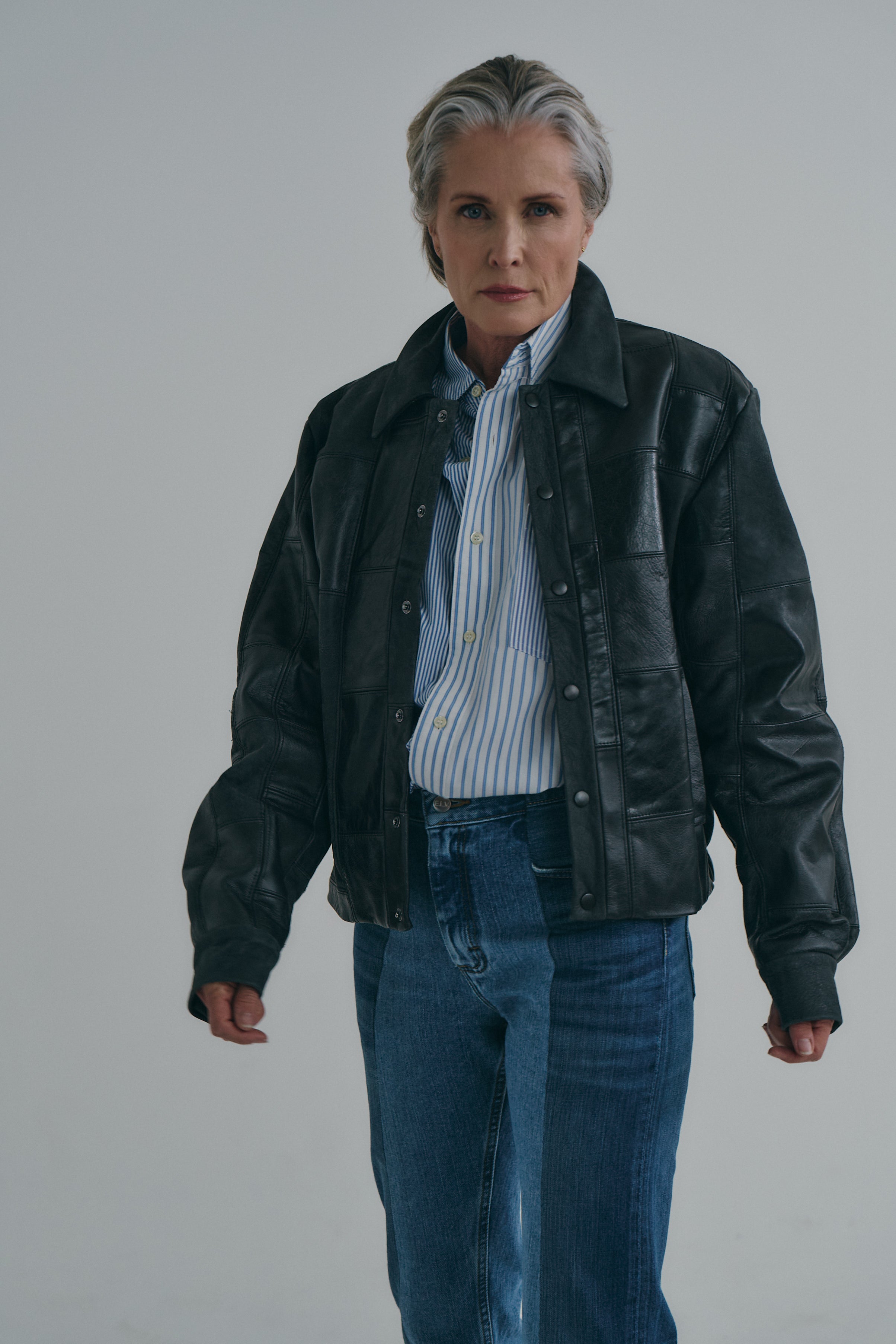 Charcoal Black Leather Bailey Bomber | One-of-a-kind