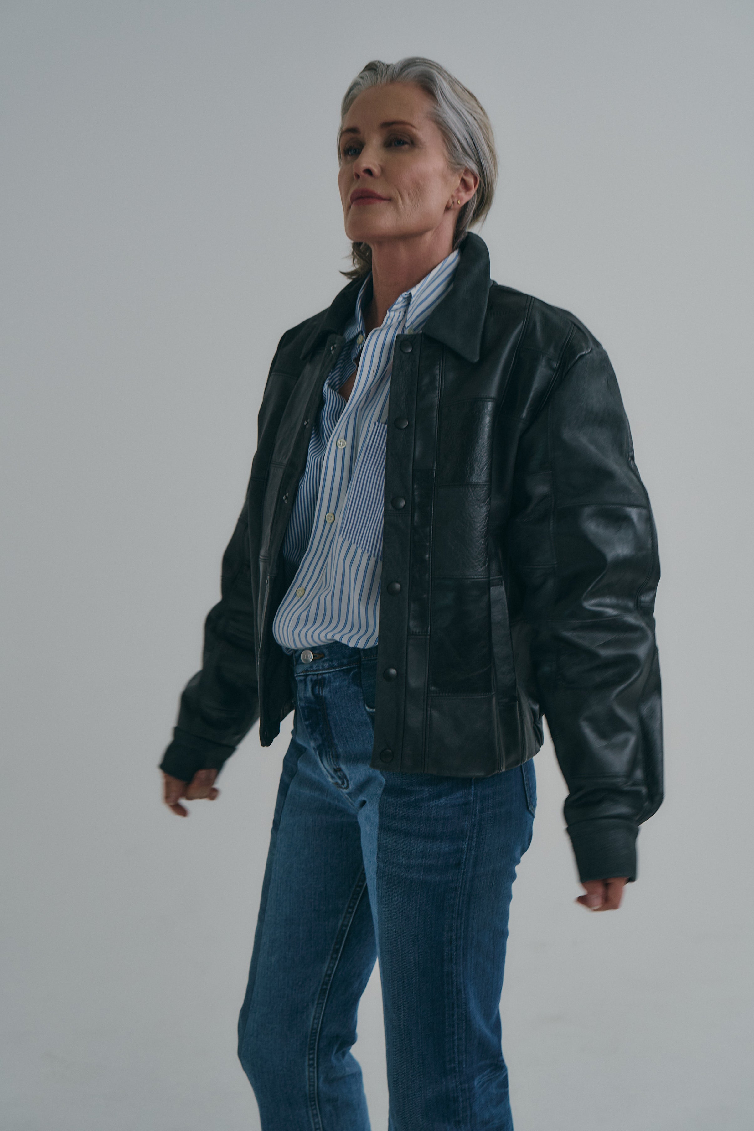 Charcoal Black Leather Bailey Bomber | One-of-a-kind
