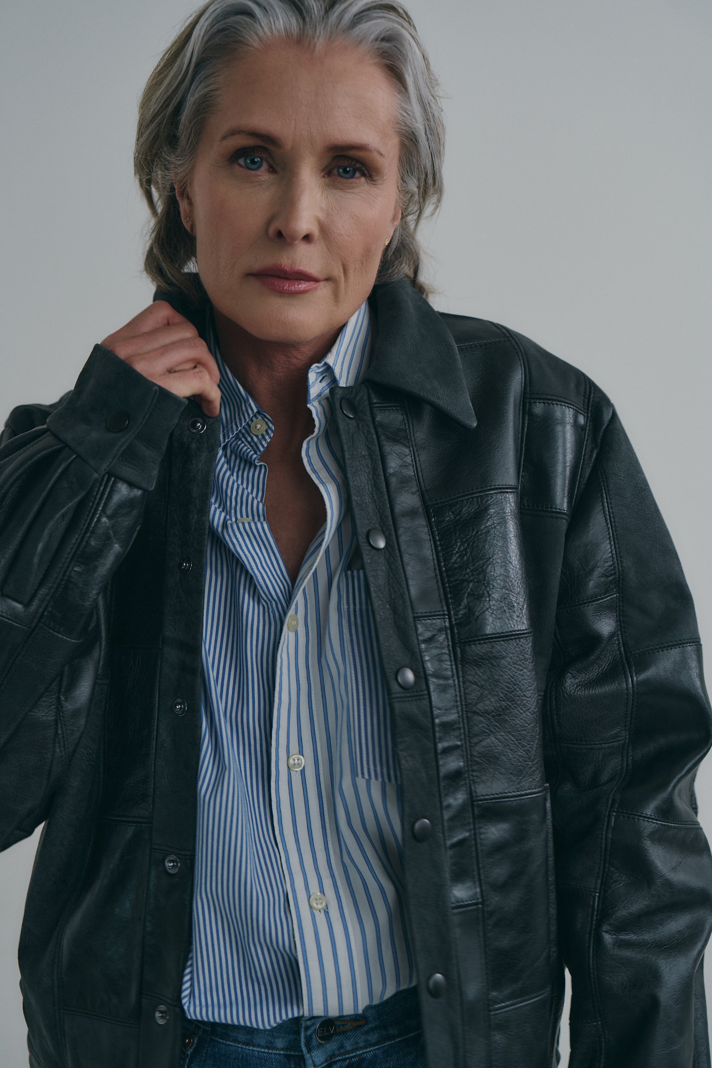 Charcoal Black Leather Bailey Bomber | One-of-a-kind