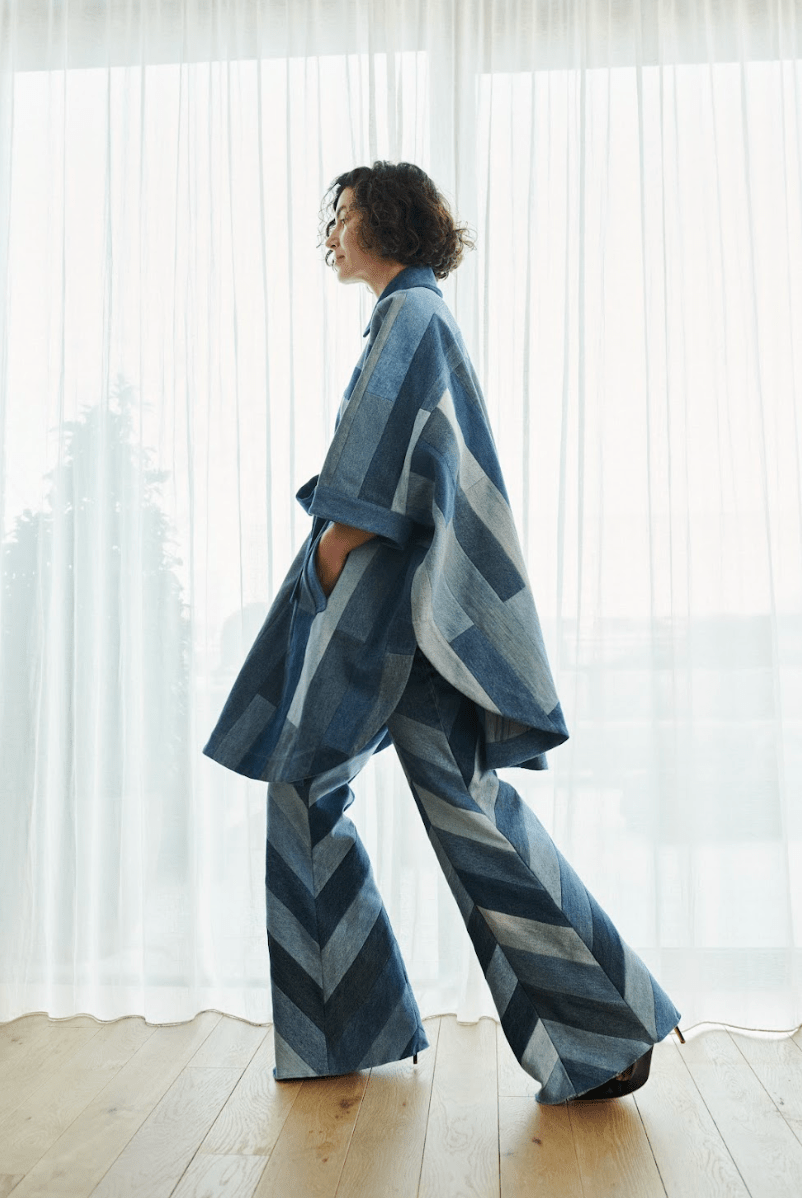 Celeste Coat Tessellated Patchwork Denim Mid Blue – ELV Denim