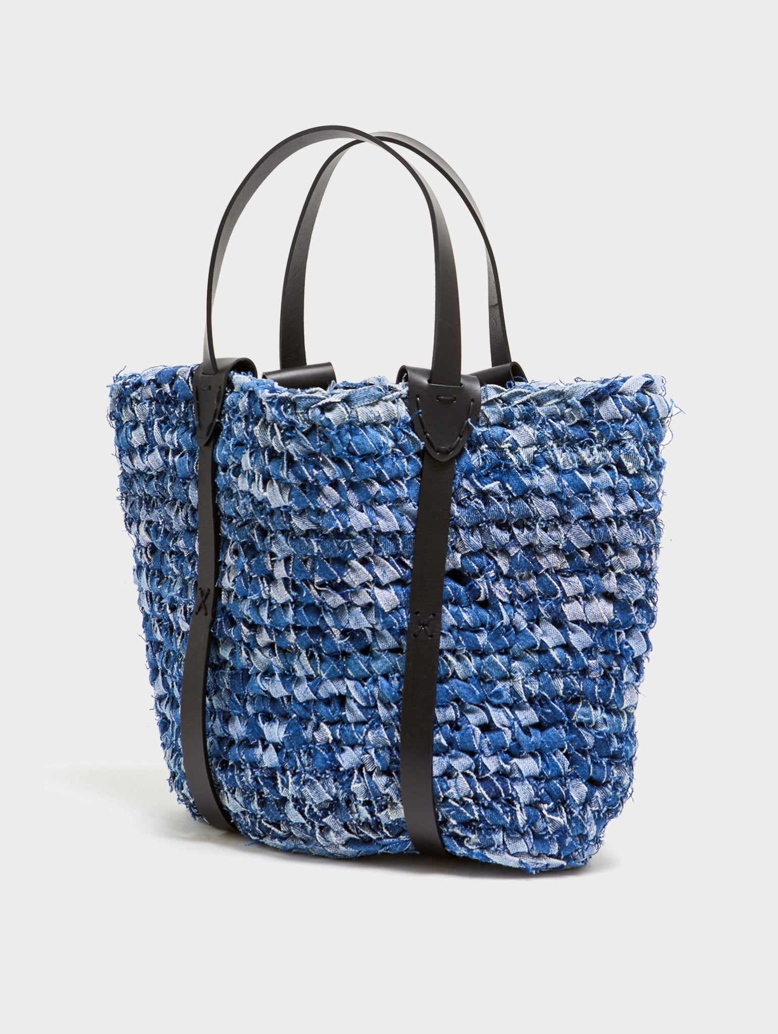 Denim Crochet Tote Bag Blue - E.L.V. Denim