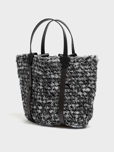 Denim Crochet Tote Bag Charcoal - E.L.V. Denim