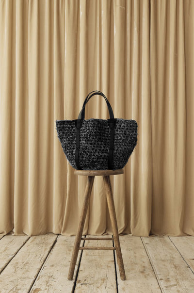 Denim Crochet Tote Bag Charcoal - E.L.V. Denim