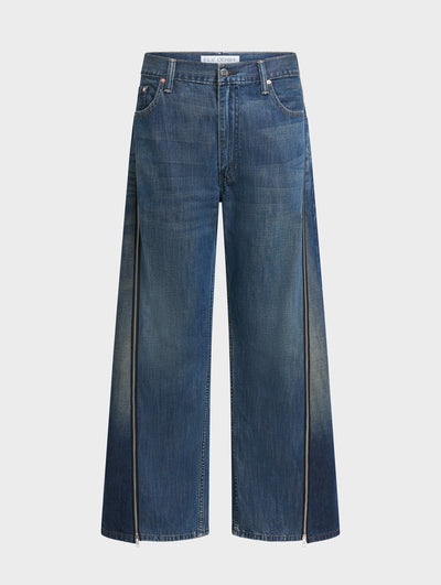 Siouxie Wide Leg Zip Jeans Dark Blue