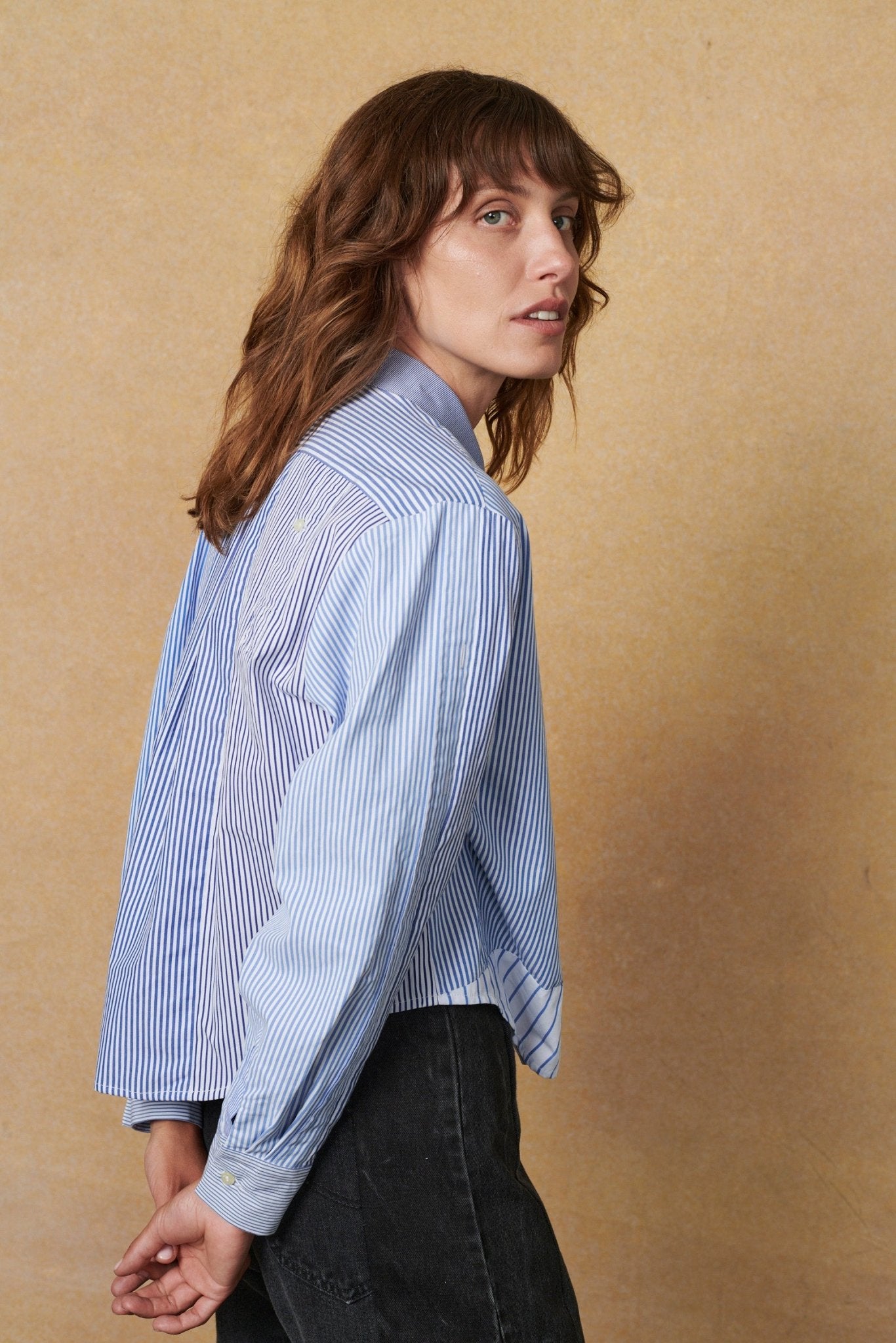 Emilie Shirt Patchwork Stripe Poplin - ELV Denim