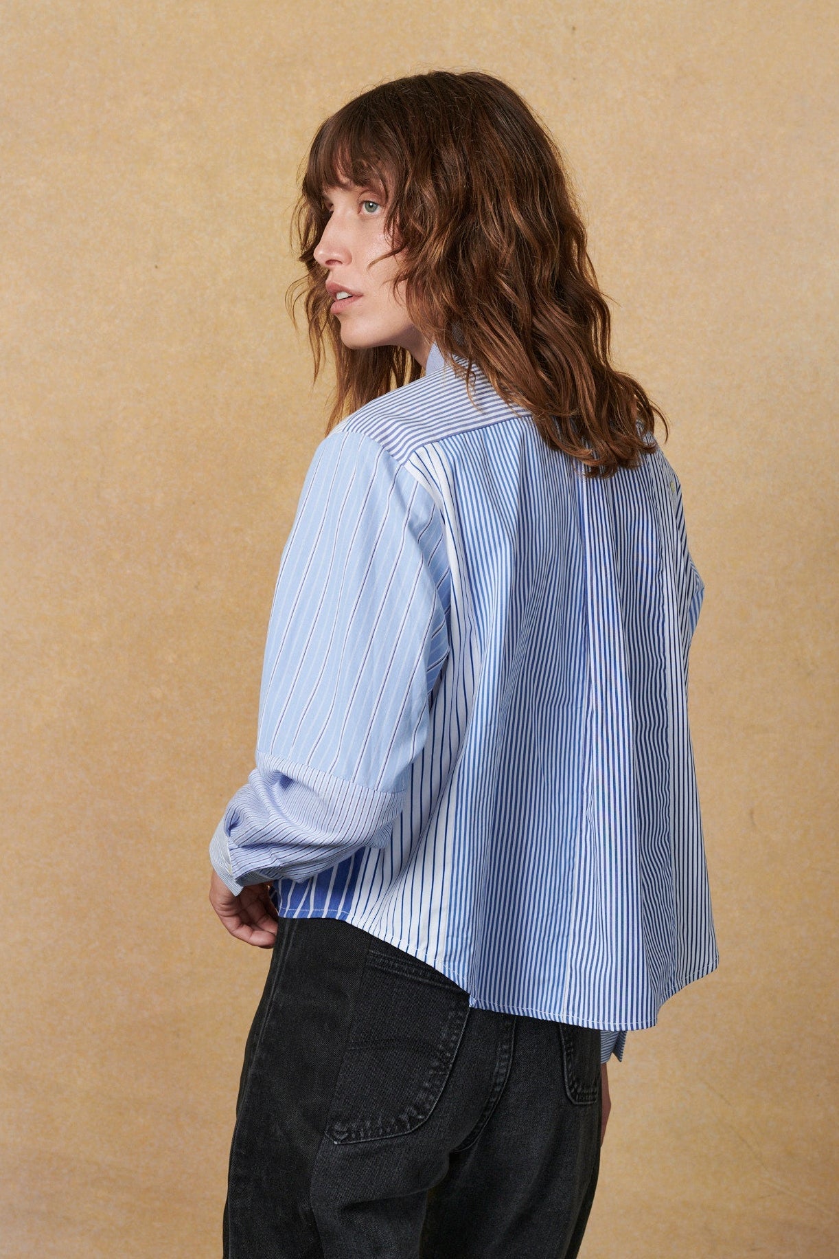 Emilie Shirt Patchwork Stripe Poplin - ELV Denim