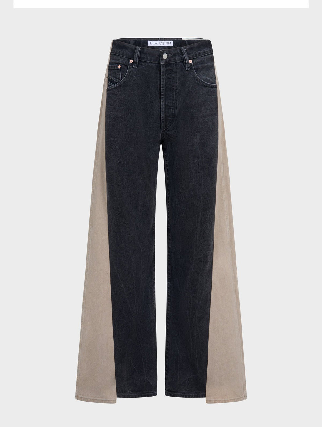 Freya Wide Leg Jeans Beige Black - ELV Denim