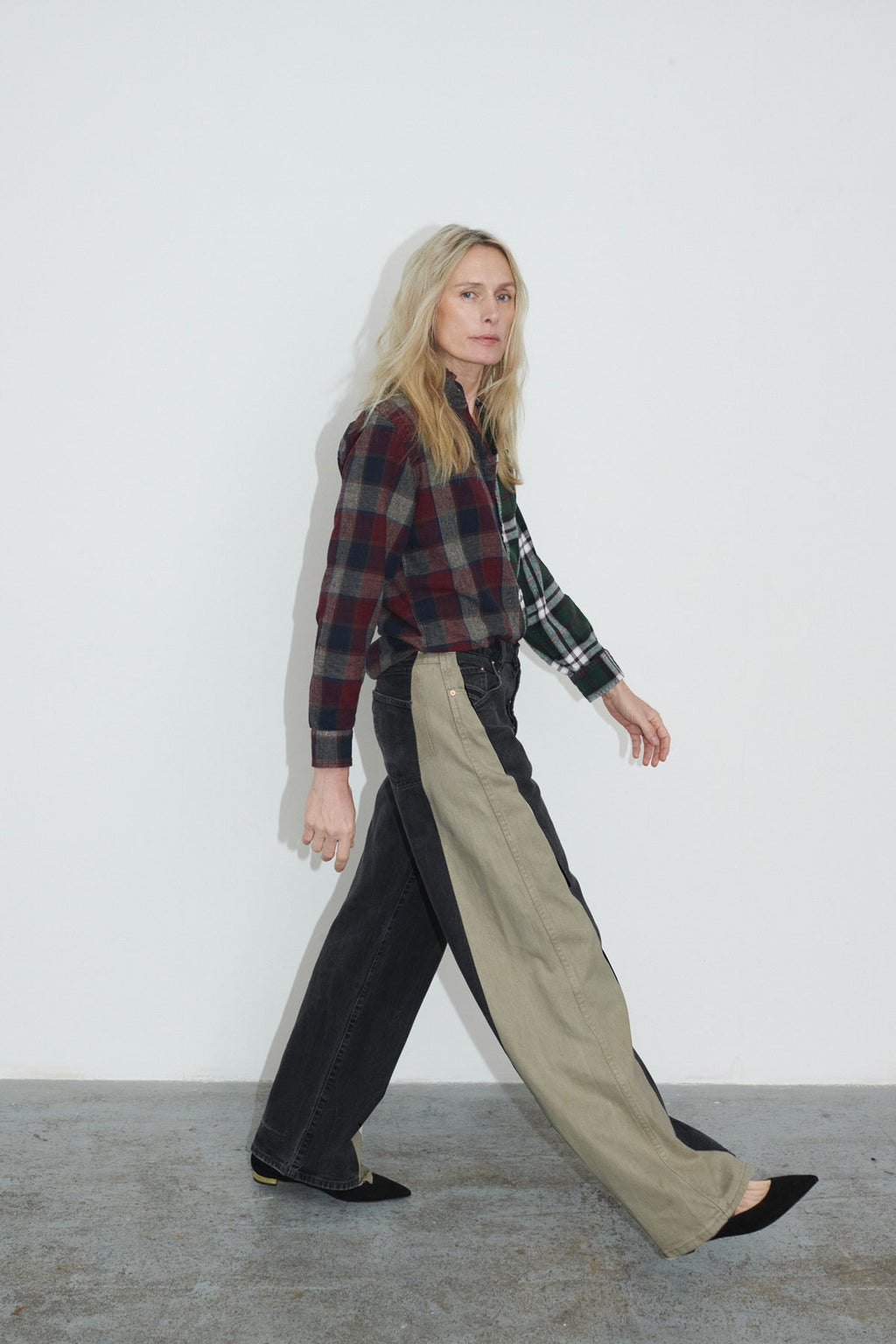 Freya Wide Leg Jeans Beige Black - ELV Denim