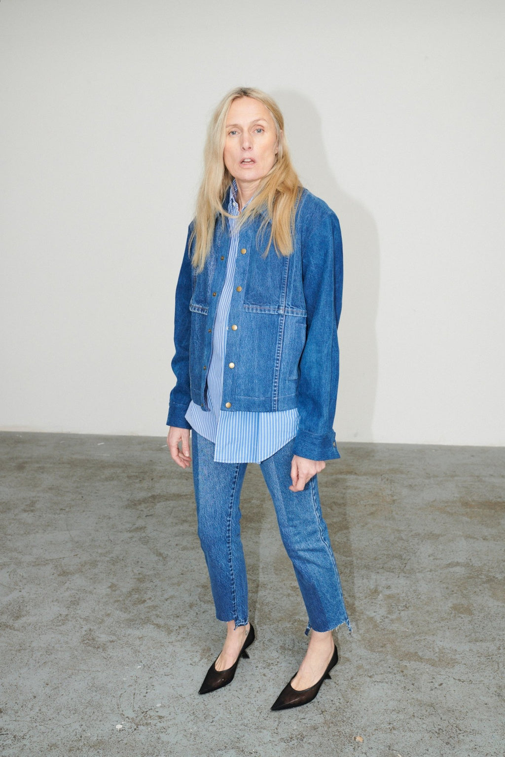 Kara Bomber Jacket Denim Mid Blue - ELV Denim