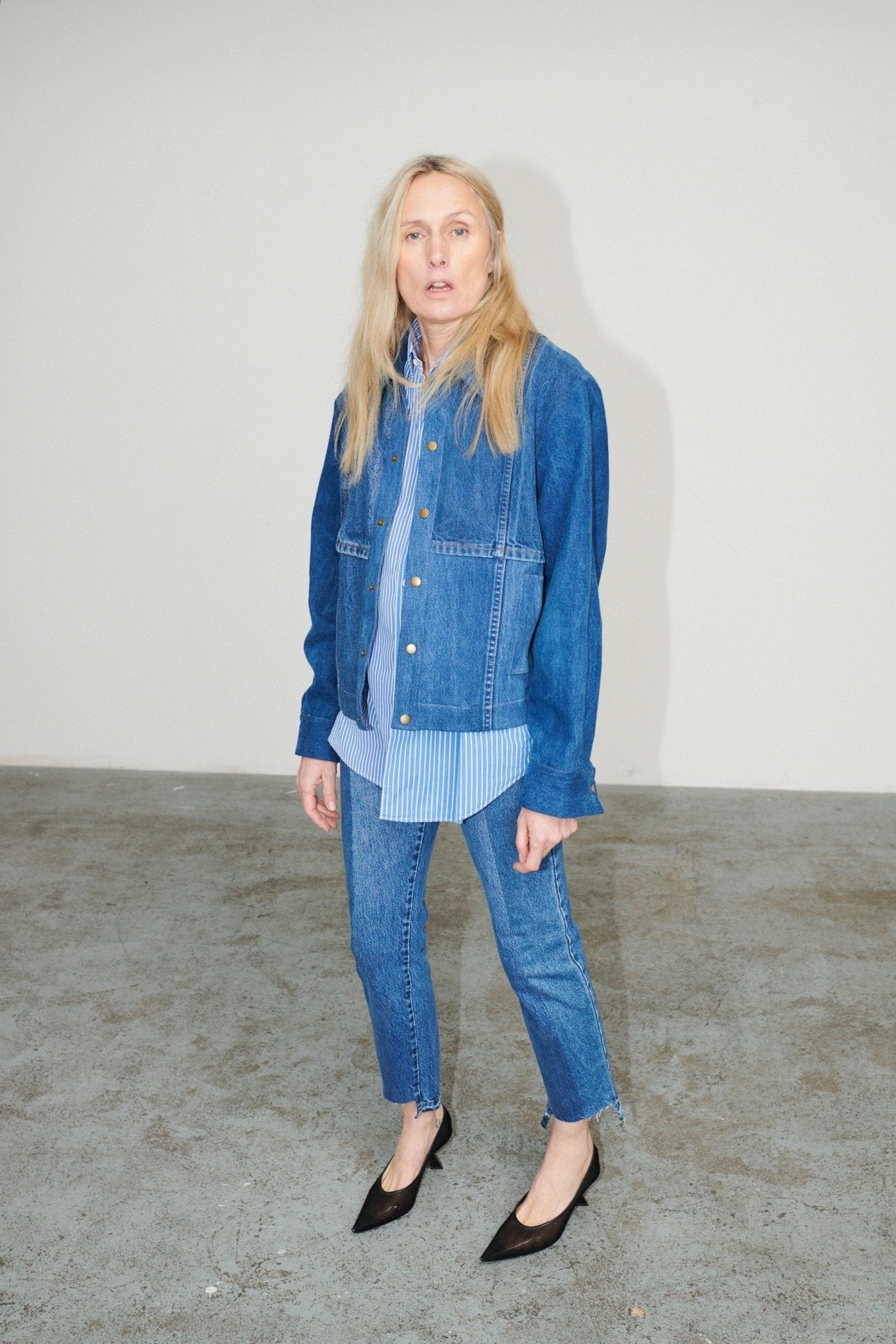 Kara Bomber Jacket Denim Mid Blue - ELV Denim