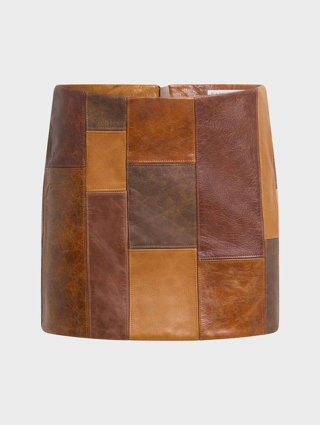 Leah Mini Skirt Patchwork Leather Brown - ELV Denim