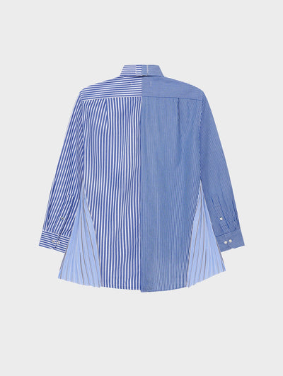 Lydia Shirt Pleated Stripe Poplin Cotton - ELV Denim