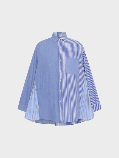 Lydia Shirt Pleated Stripe Poplin Cotton - ELV Denim