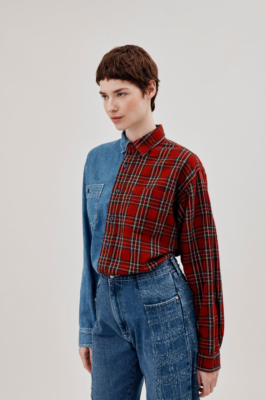 Martha Shirt Denim Check Flannel - ELV Denim