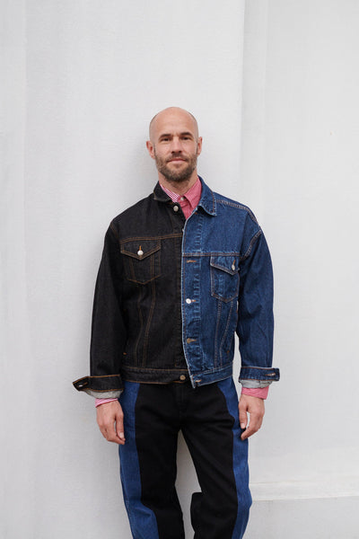 Men's Classic Denim Jacket Black Dark Blue - ELV Denim