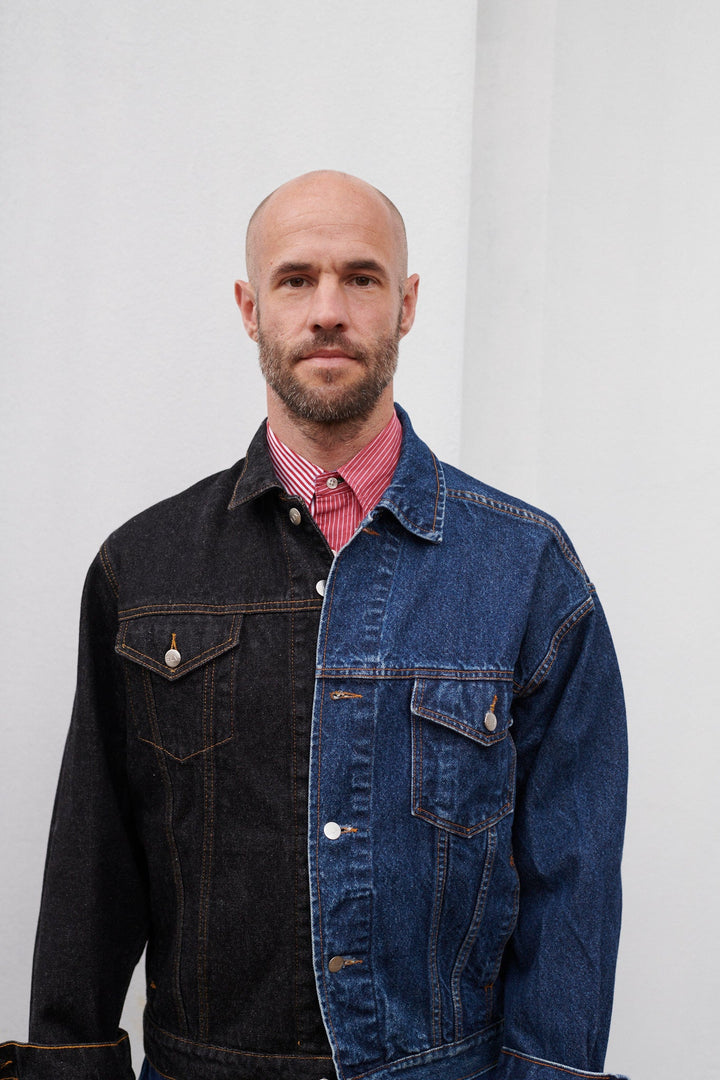 Men's Classic Denim Jacket Black Dark Blue Denim – ELV Denim