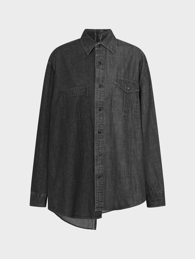 Men's Classic Denim Shirt Black Grey - ELV Denim