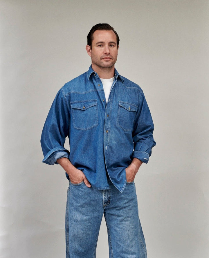 Men's Classic Denim Shirt Mid Blue Denim – ELV Denim