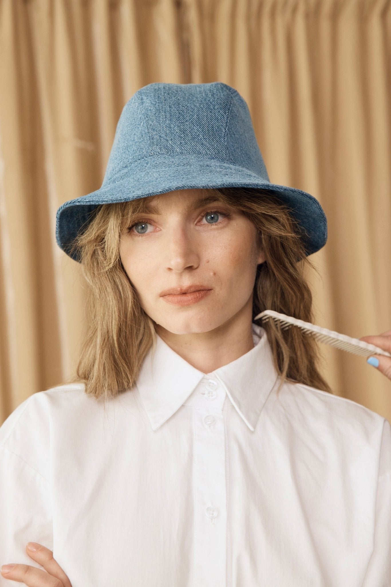 Reversible Denim Bucket Hat Mid Light Blue - E.L.V. Denim