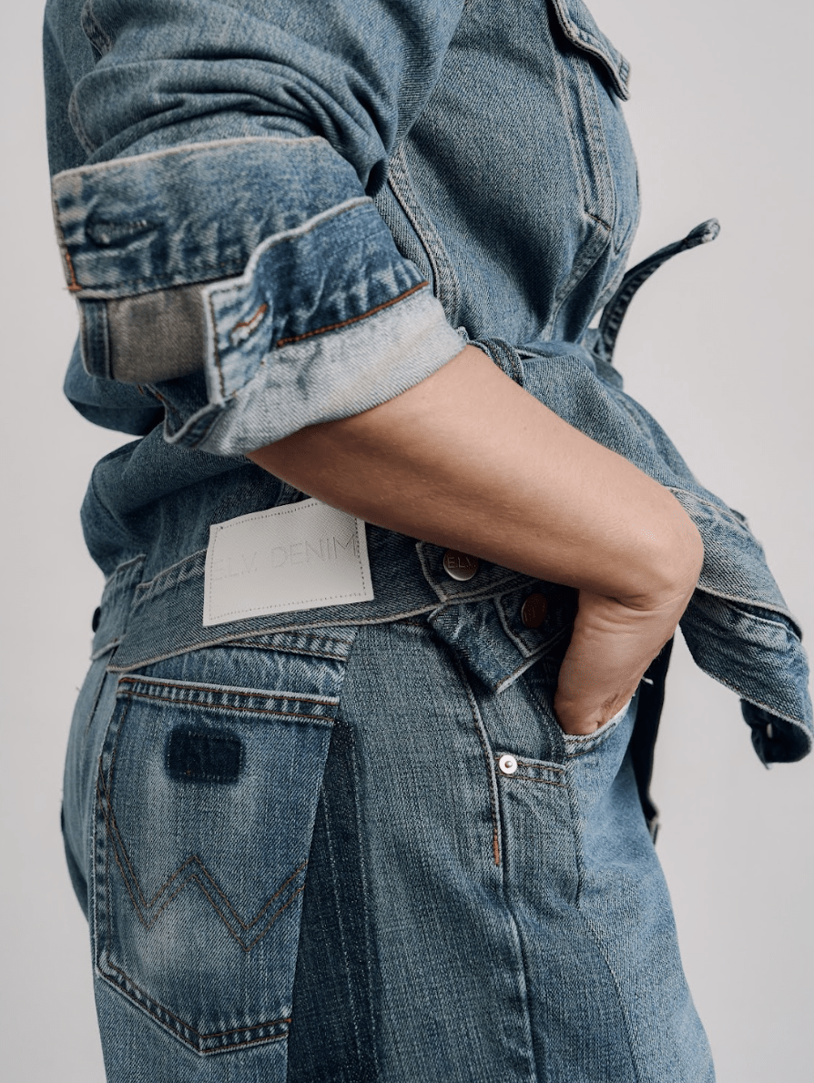 Ridley Double Denim Jacket Mid Blue - ELV Denim