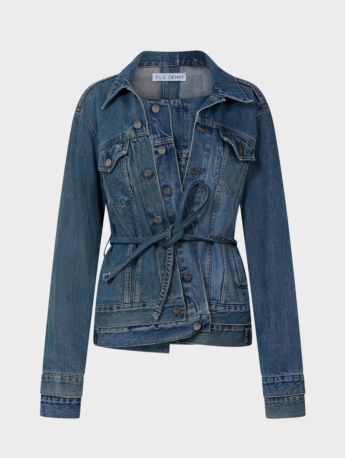 Ridley Double Denim Jacket Mid Blue - ELV Denim