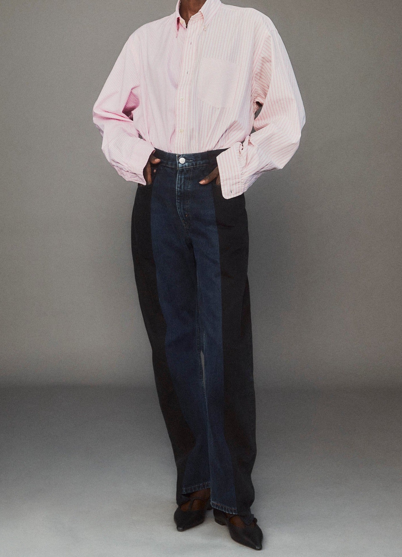 Black Dark Blue Contrast Boyfriend Jean - E.L.V. Denim