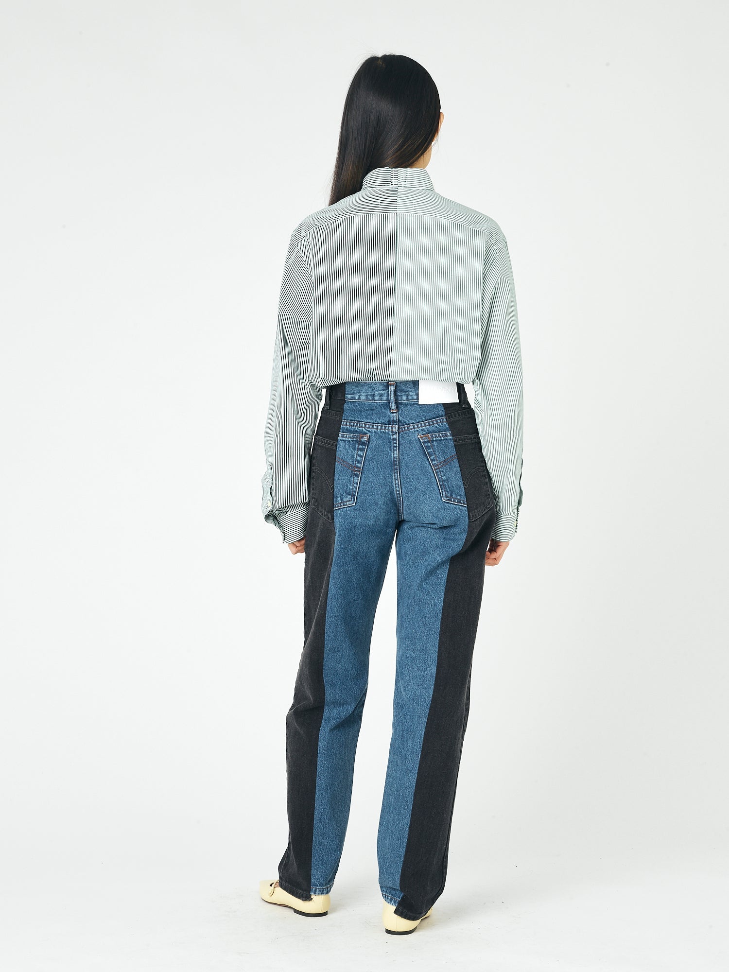 Black Dark Blue Contrast Boyfriend Jean - E.L.V. Denim