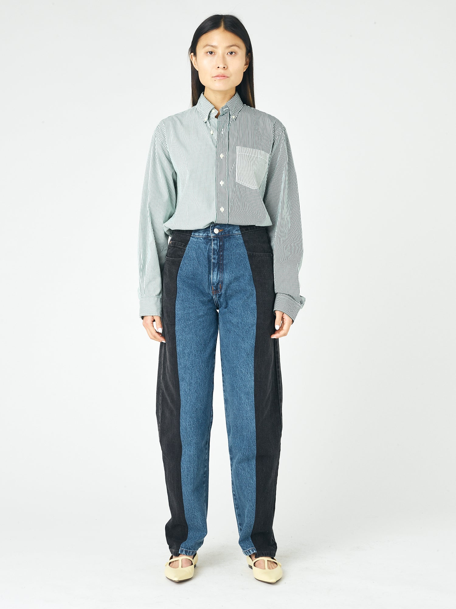 Black Dark Blue Contrast Boyfriend Jean - E.L.V. Denim