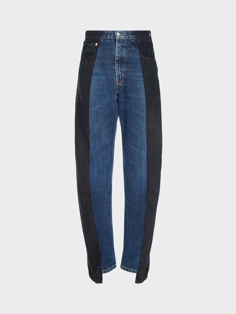 Black Dark Blue Contrast Boyfriend Jean - E.L.V. Denim