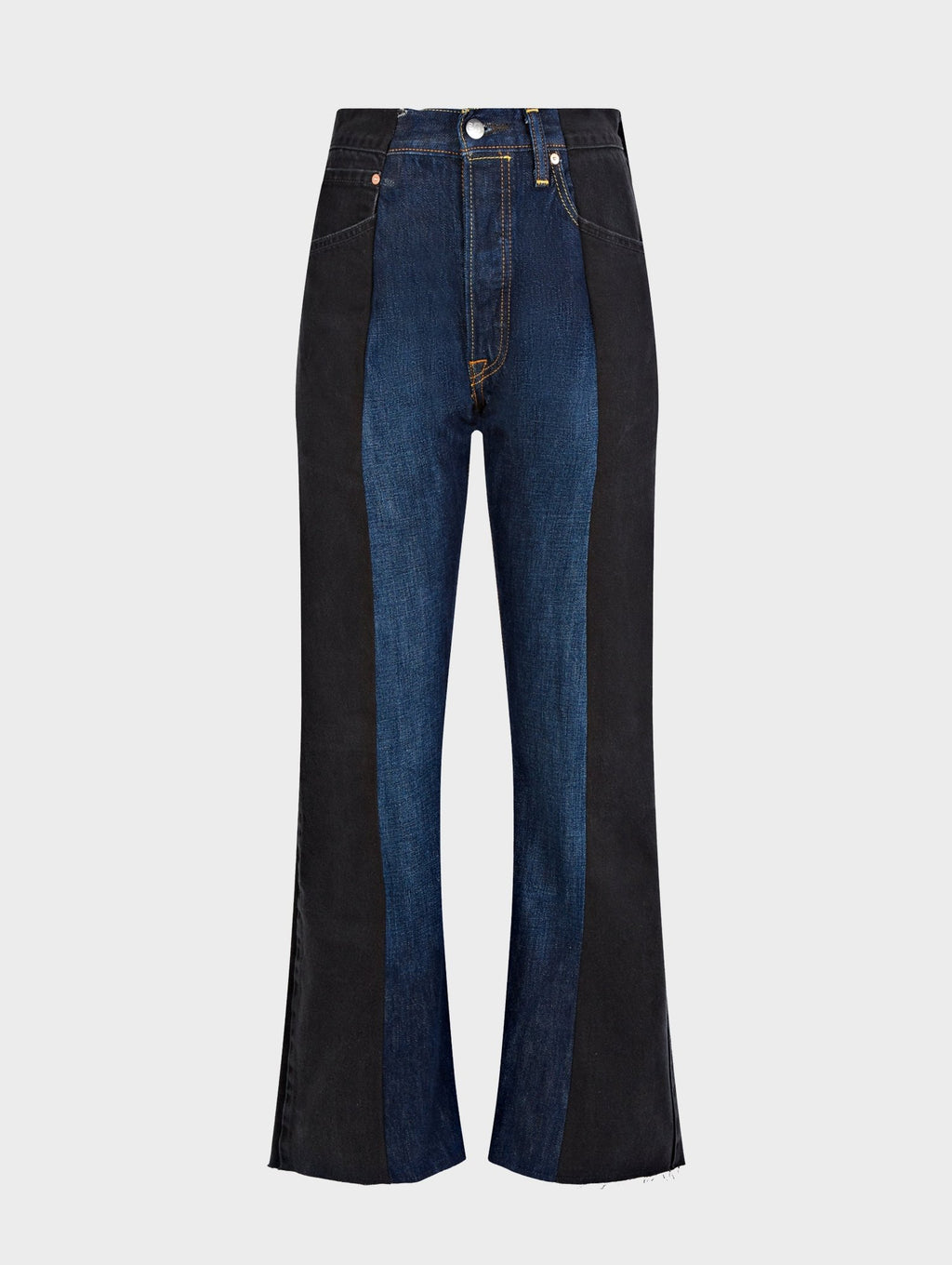 Black Dark Blue Contrast Flare Jean - E.L.V. Denim