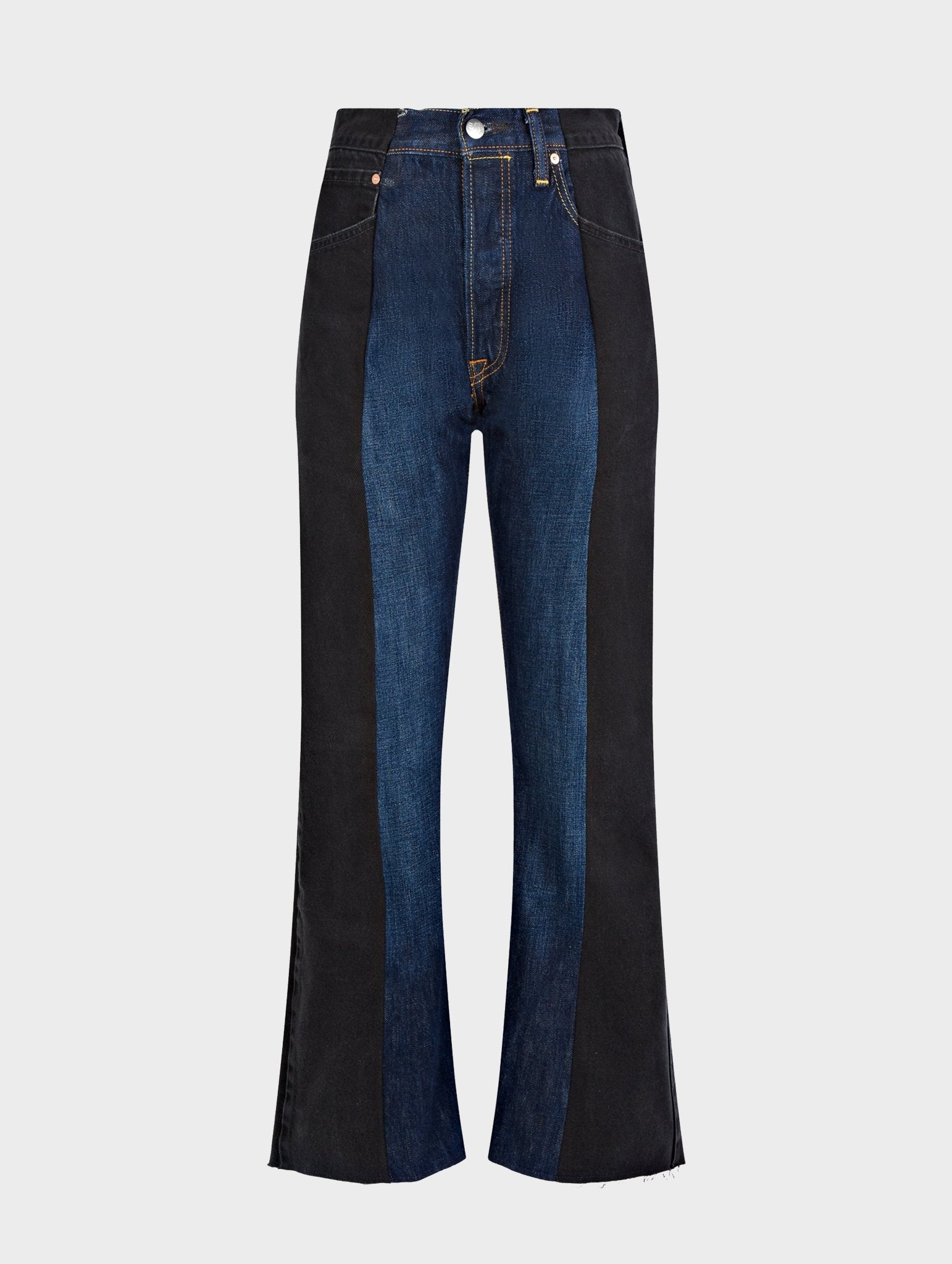 Black Dark Blue Contrast Flare Jean - E.L.V. Denim