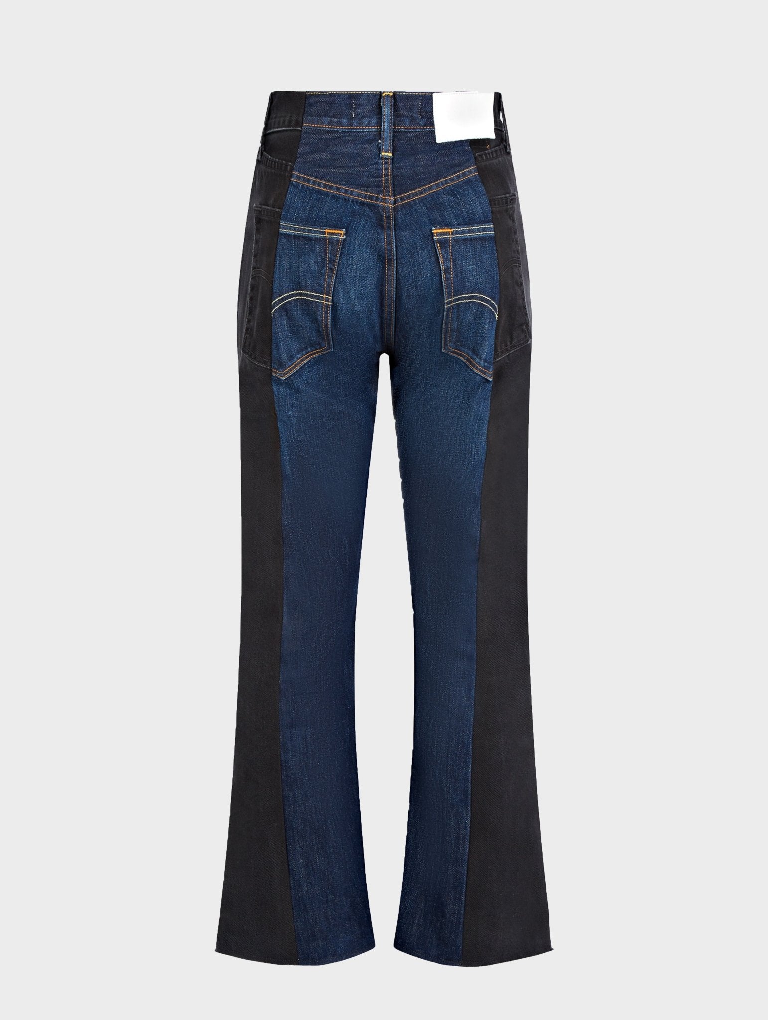 Black Dark Blue Contrast Flare Jean - E.L.V. Denim