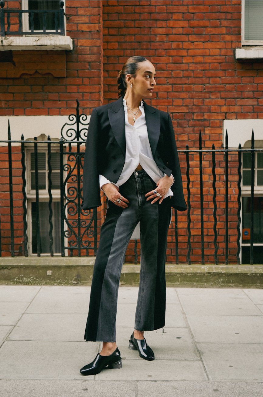 Black Grey Contrast Flare Jean - E.L.V. Denim