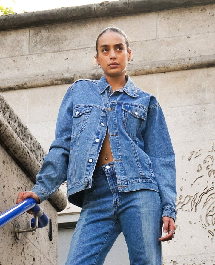 ジャケット E.L.V. Denim Jackets classic-denim-jacket-denim-mid