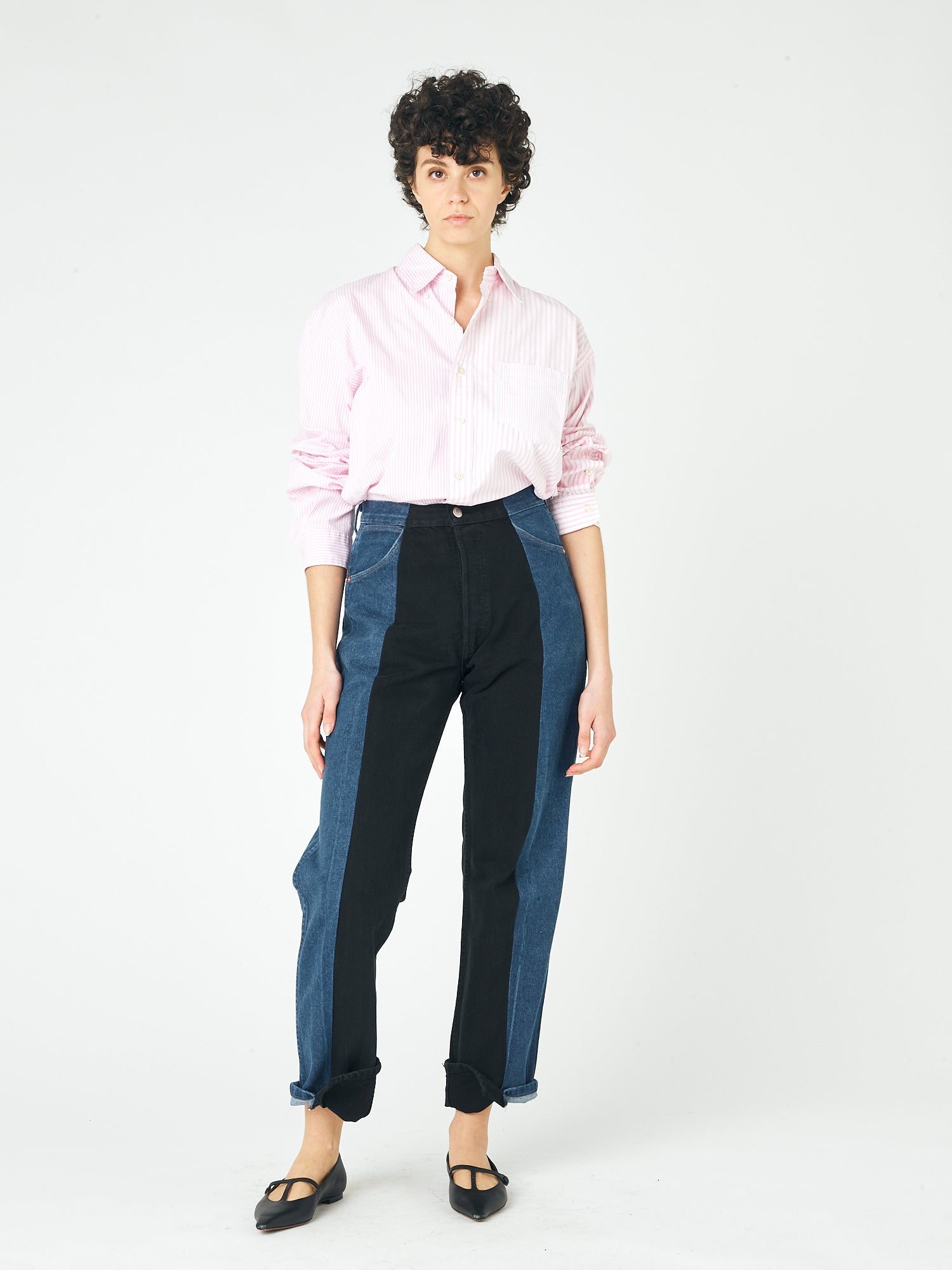 Dark Blue Black Contrast Boyfriend Jean - E.L.V. Denim