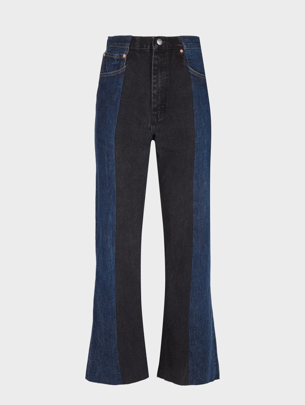 Dark Blue Black Contrast Flare Jean - E.L.V. Denim