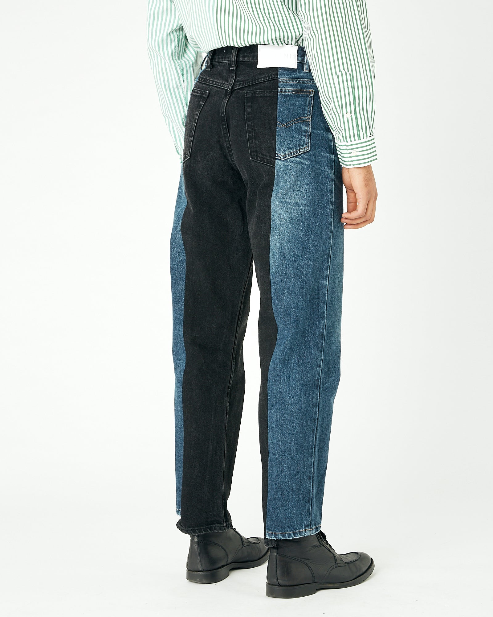 Dark Blue Black Contrast Garçon Jean - E.L.V. Denim