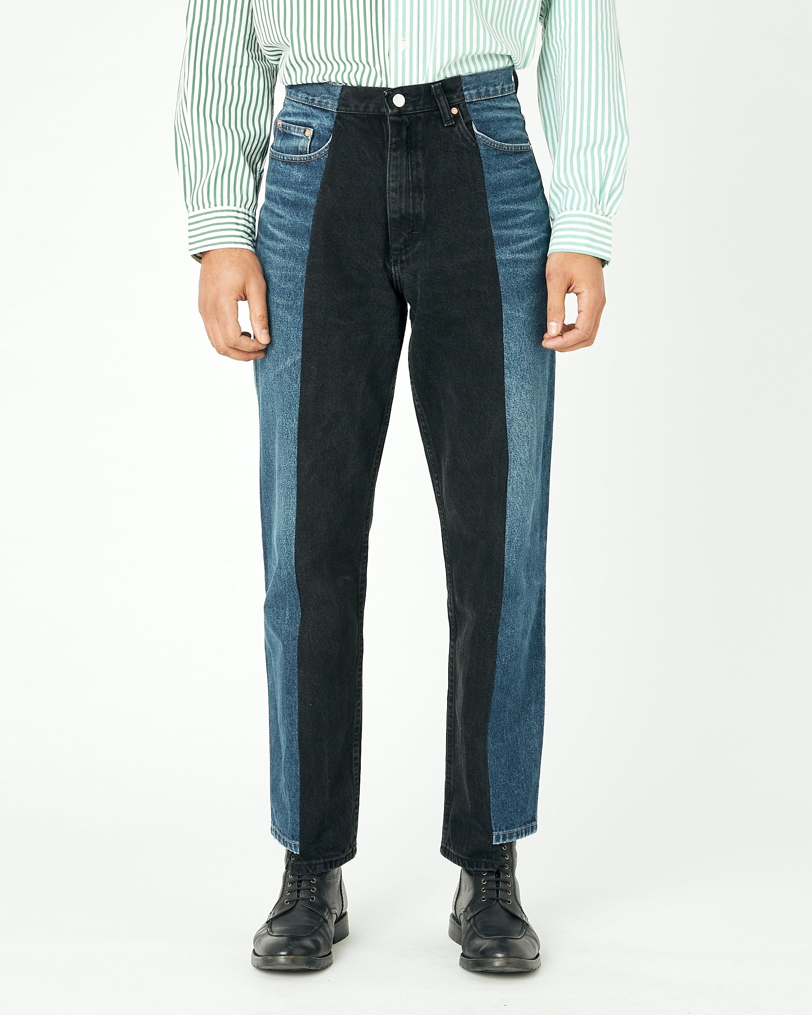 Dark Blue Black Contrast Garçon Jean - E.L.V. Denim