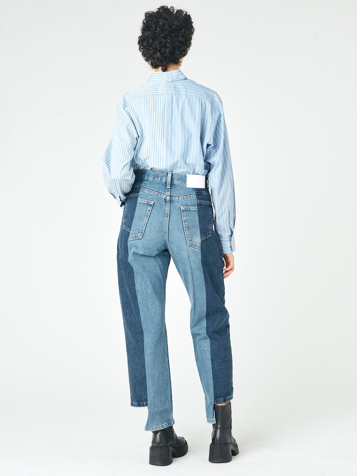 Dark Mid Blue Contrast Boyfriend Jean - E.L.V. Denim