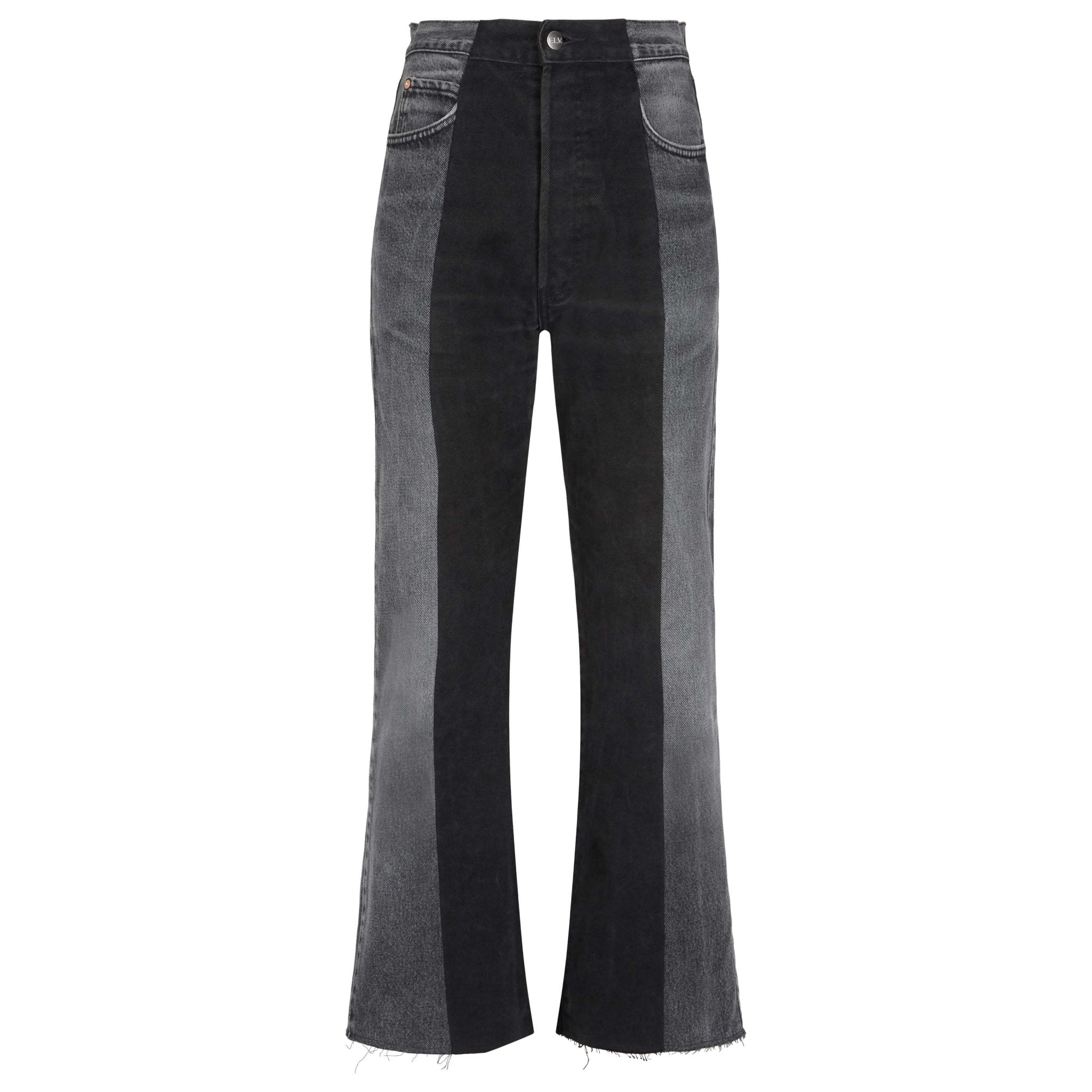 Grey Black Contrast Flare Jean - E.L.V. Denim