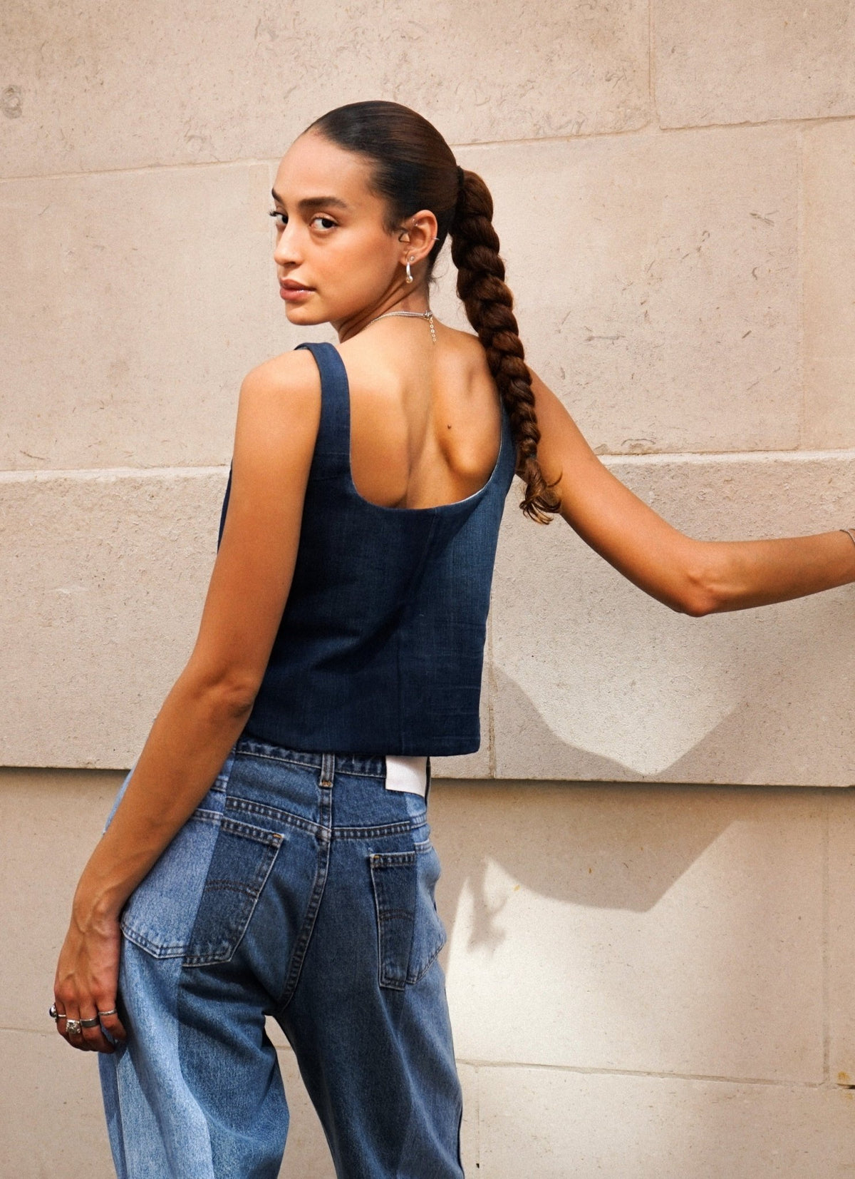 Light Mid Blue Contrast Boyfriend Jean - E.L.V. Denim