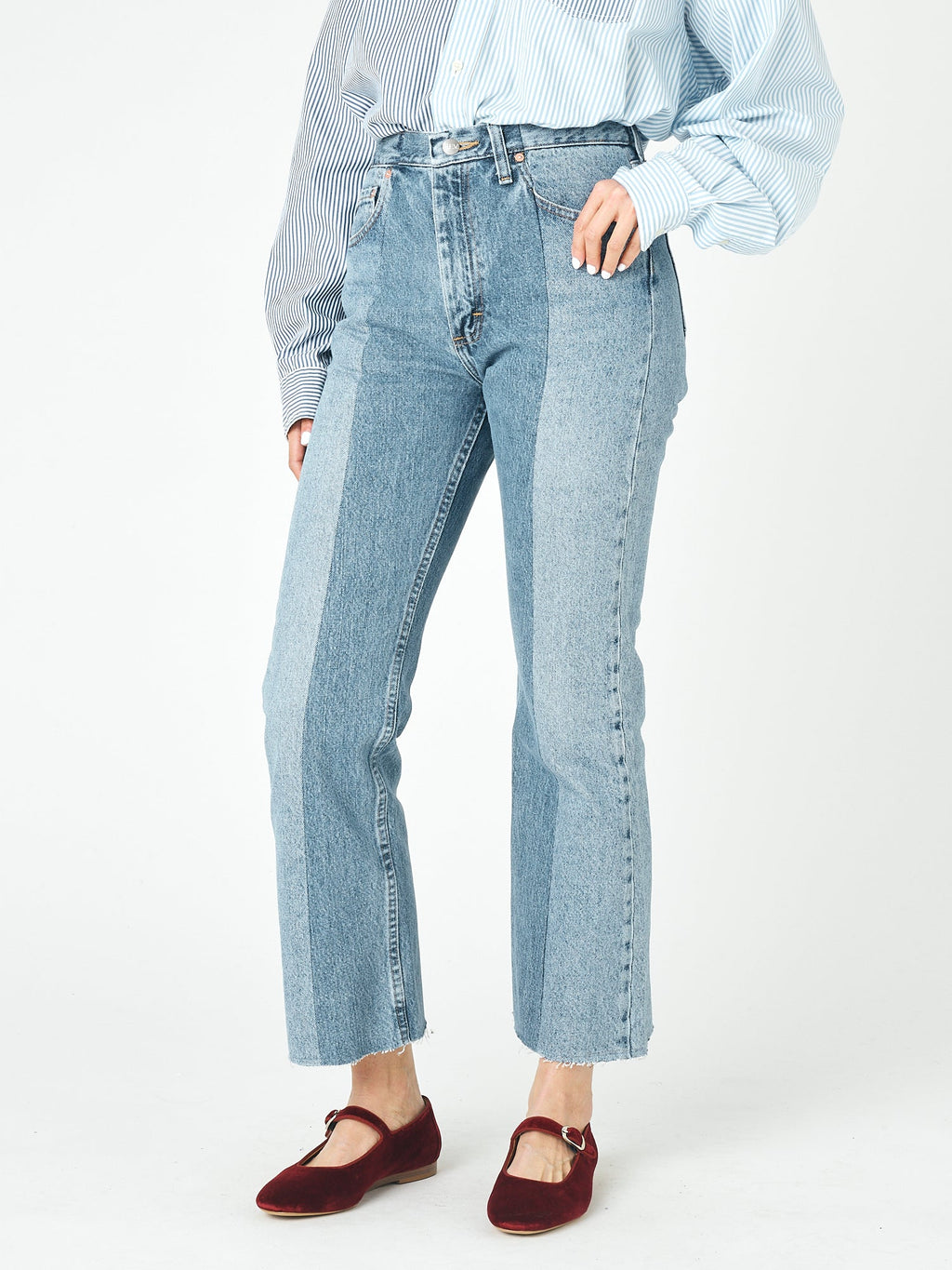 Light Mid Blue Contrast Flare Jean - E.L.V. Denim