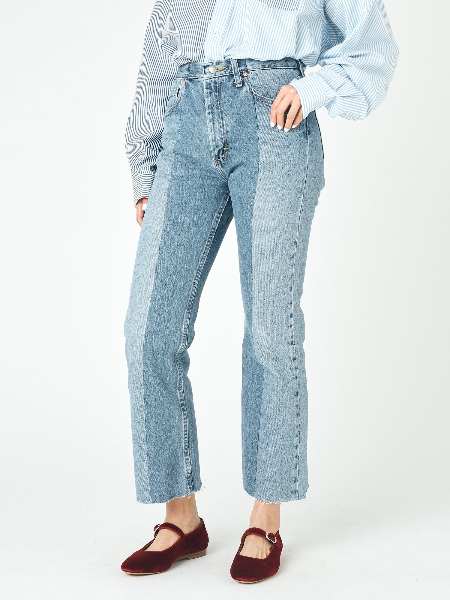 Light Mid Blue Contrast Flare Jean - E.L.V. Denim