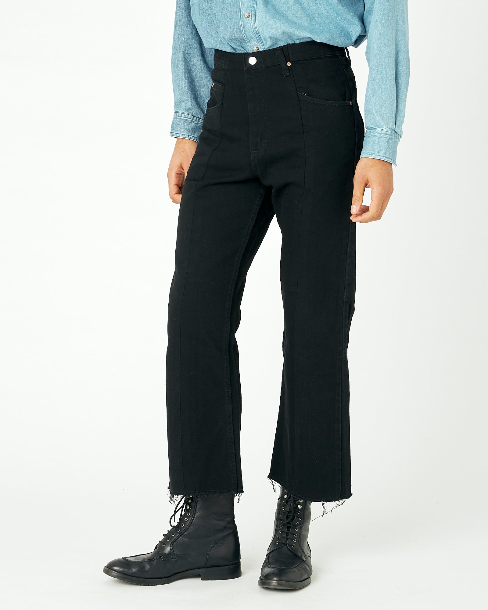 Mens Black Match Flare Jean - E.L.V. Denim