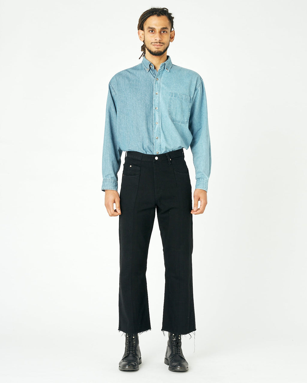 Mens Black Match Flare Jean - E.L.V. Denim