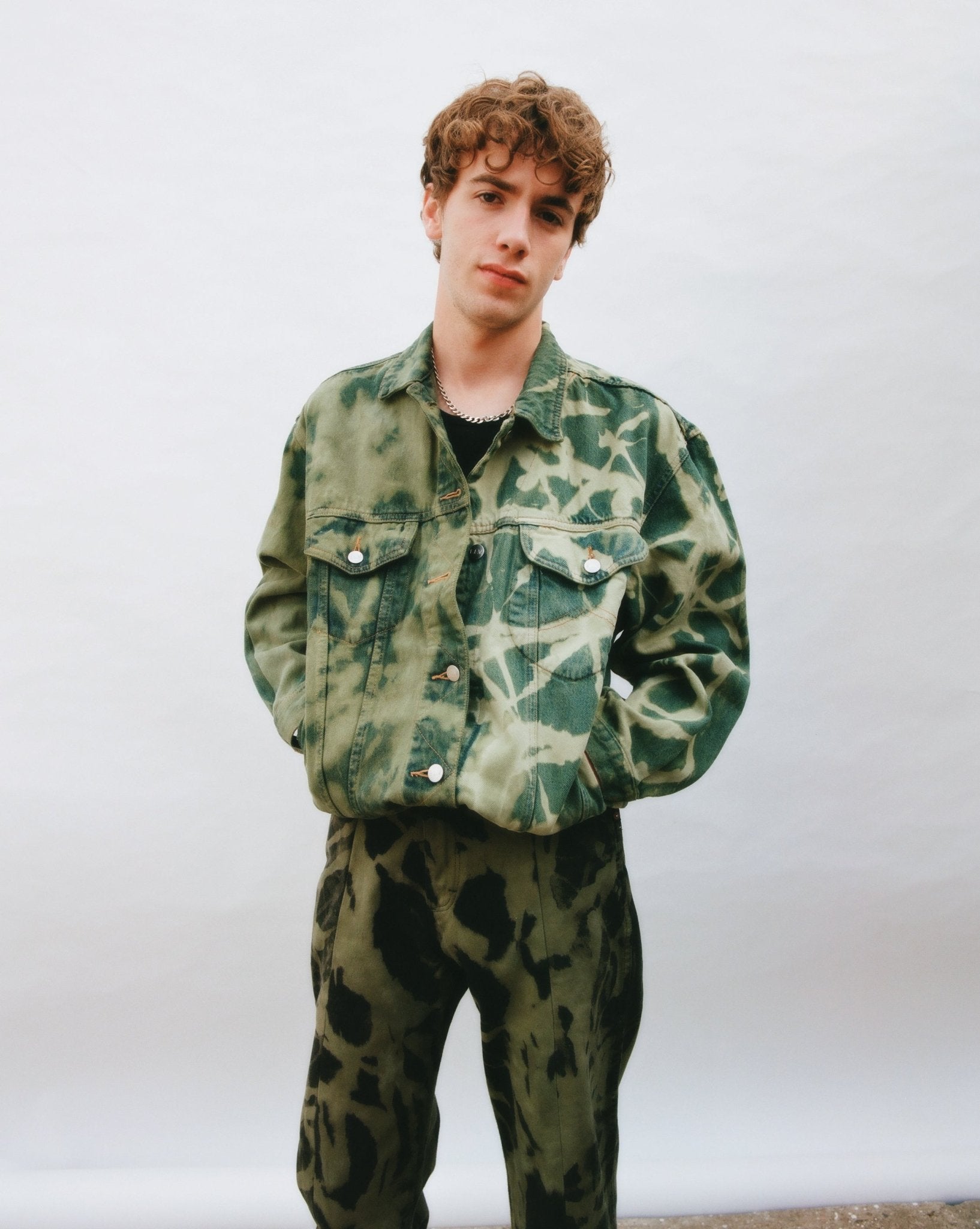 Mens Camo Bleach Denim Jacket - E.L.V. Denim