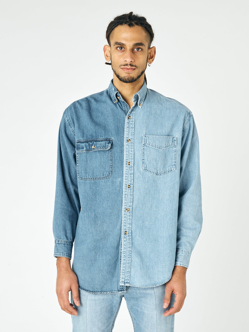 Mens Contrast Denim Shirt - E.L.V. Denim