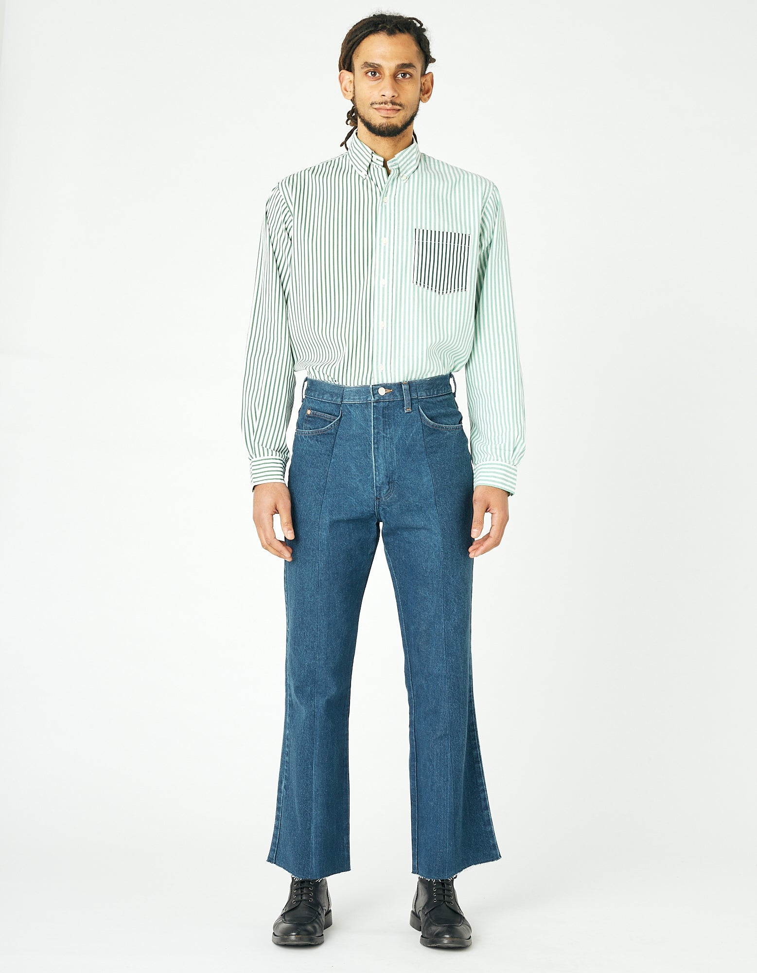 Mens Dark Blue Match Flare Jean - E.L.V. Denim